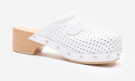 a white clog mule.