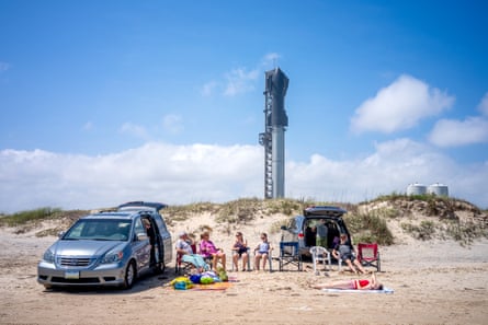 Locals on the beach near the Starship flight test 3, a day before its launch last March