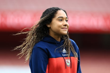 Olivia Smith of Arsenal inspects the pitch prior to the WSL match against Liverpool