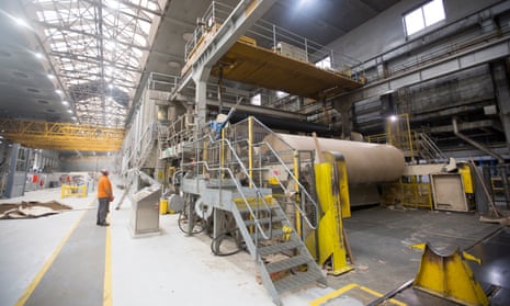 A photo inside DS Smith's Kemsley paper recycling mill, near Sittingbourne in Kent.