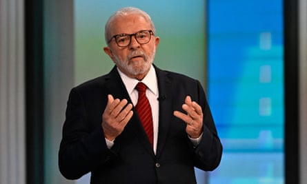 Former Brazilian president and presidential candidate Luiz Inácio Lula da Silva on television on Friday night.