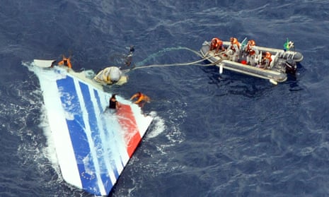 Tail of crashed Air France plane in the sea