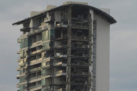 A damaged building stands after Hurricane Otis ripped through Acapulco, Mexico on 25 October 2023.