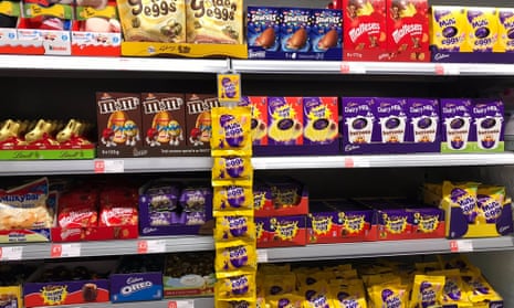 Eggs and other Easter chocolates on display