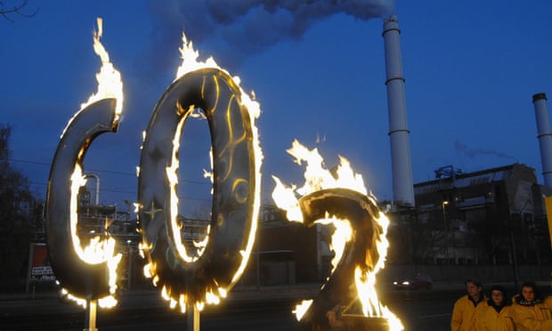 Environmentalists burn a symbol of carbon dioxide during a 2008 demonstration in front of the Klingenberg power plant in Berlin. 