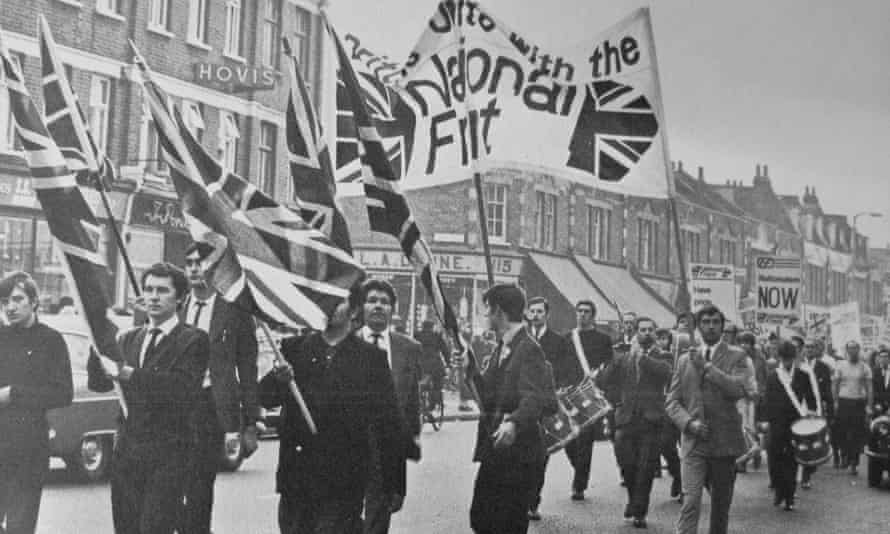 Members of the National Front march through Southall in 1967.