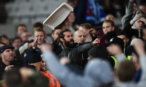 West Ham fans during a flashpoint at the London Stadium.