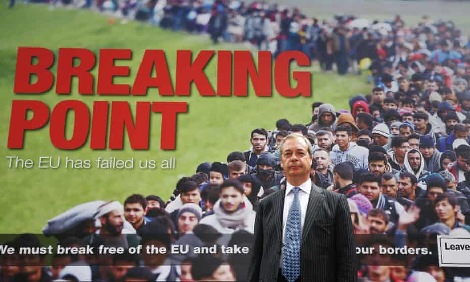 Former Ukip leader Nigel Farage in June 2016 with a poster suggesting millions of Turkish migrants were likely to arrive in the UK.