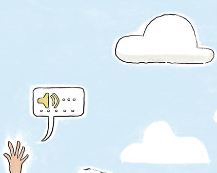Hand, cloud and speaker volume illustration