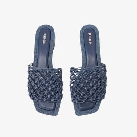 Reiss Mabel woven flat denim sandals