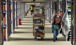 A Sports Direct worker in the Shirebrook warehouse.