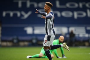 Callum Robinson of West Bromwich Albion celebrates after opening the scoring.