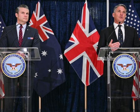The US secretary of defense, Pete Hegseth, and the Australian defence minister, Richard Marles, at the Pentagon in December last year.