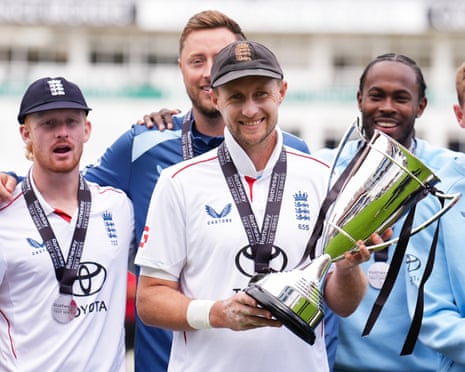 England captain Joe Root with the series trophy