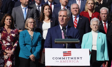 Kevin McCarthy speaks at a conference at the East Steps of the US Capitol in September 2022.