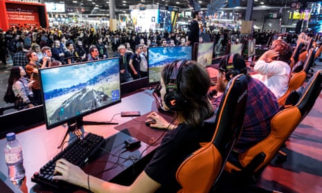 Competitors play at the Porte de Versailles exhibition centre during Paris Games week on 1 November 2019.