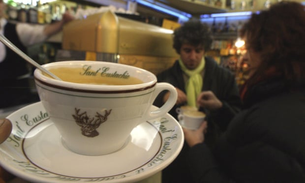 Customers in the Sant’Eustachio bar in Rome