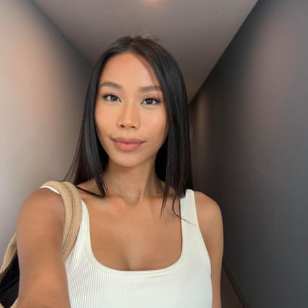 A young woman in a white shirt
