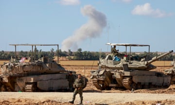 Israeli tanks on the Palestinian side of the Rafah border crossing