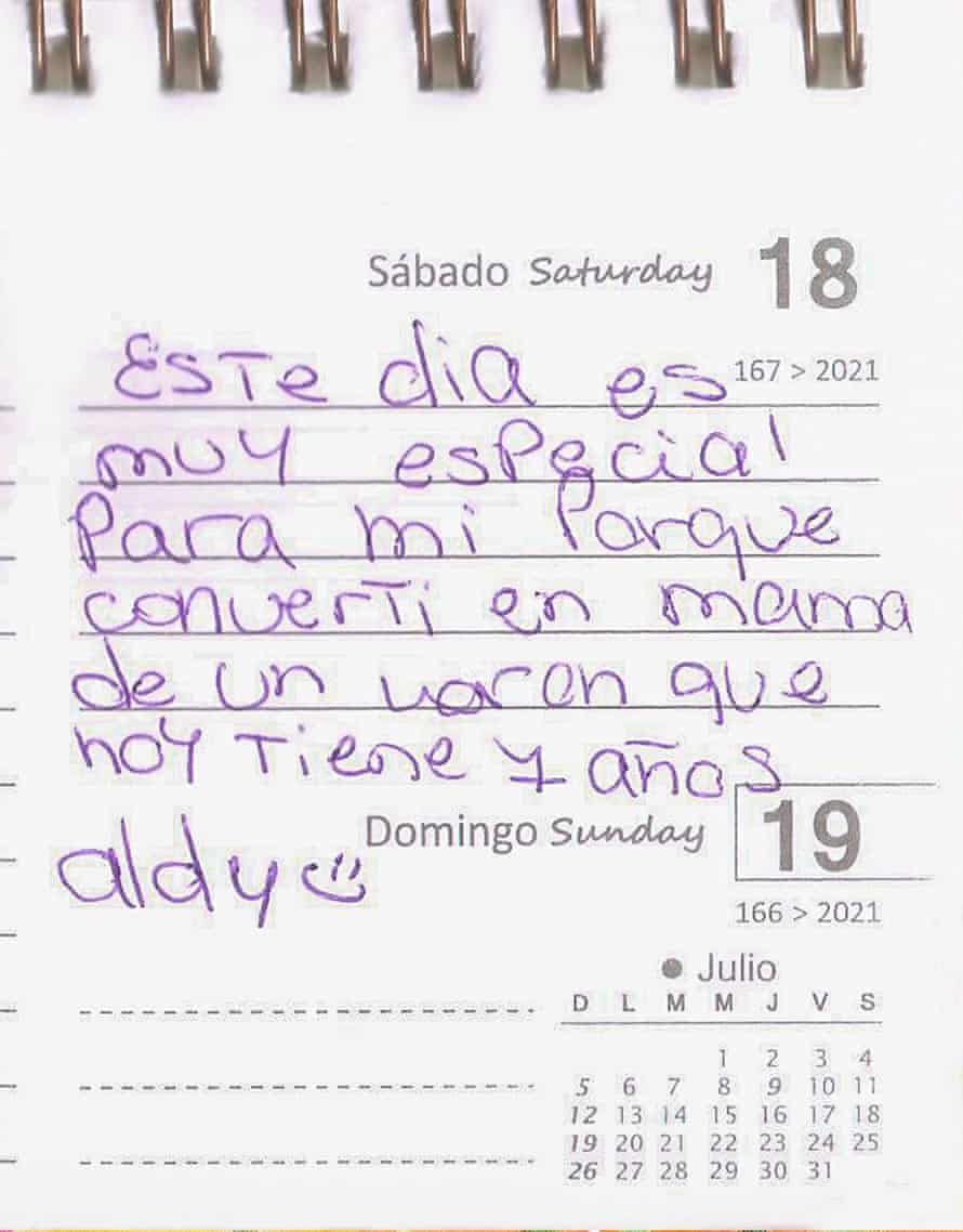 The pages of the detainee diary