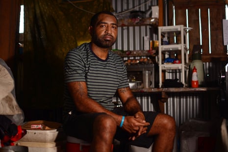 Annexed British Army veteran Isei Vono sitting inside his home in Suva, Fiji. Picture: Jovesa Naisua/The Guardian