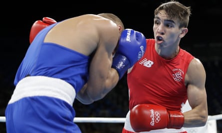 Ireland's Michael Conlan fights Russia's Vladimir Nikitin during a controversial bantamweight quarter-final at the 2016 Olympics in Rio.