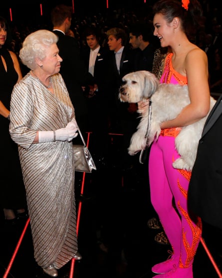 The Queen meets Ashleigh and her performing dog Pudsey at the Royal Variety Performance.