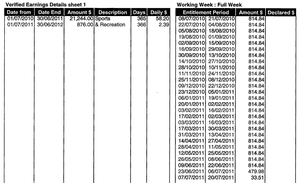 A screenshot showing how Centrelink’s automated system is crudely averaging out an annual income over fortnightly reporting periods.