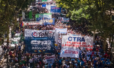 Thousands take part in strikes against Argentina's latest austerity measures – video