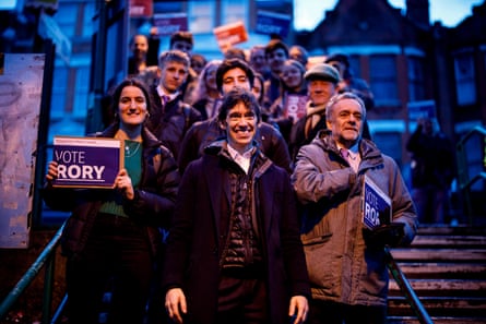 Rory Stewart and supporters campaigning in Highgate while running for mayor of London in 2020