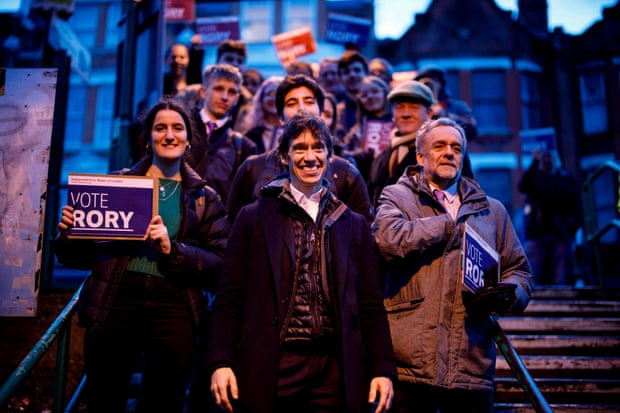 Rory Stewart and supporters campaigning in Highgate while running for mayor of London in 2020
