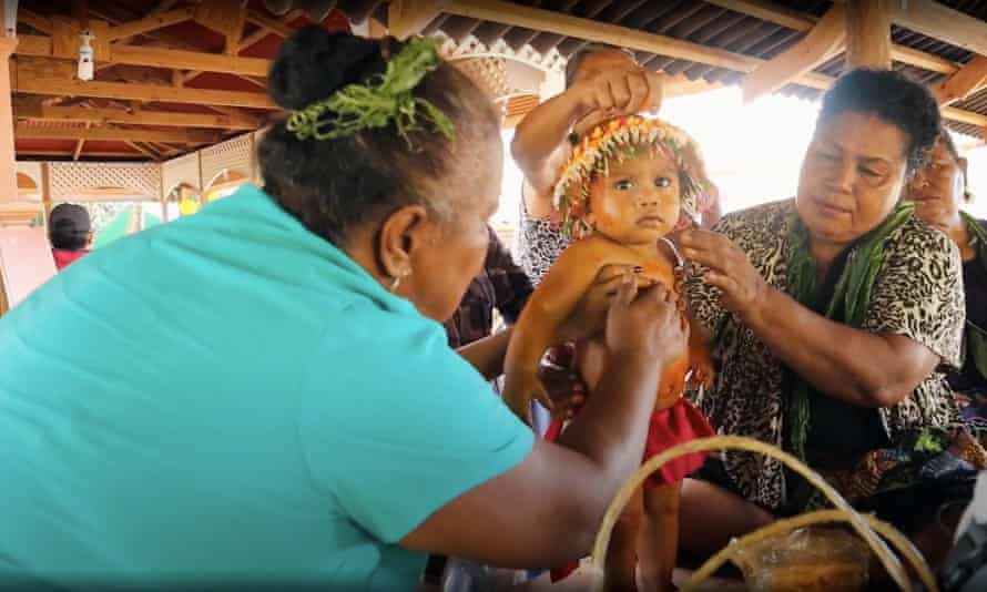 In countries such as the Federated States of Micronesia, which remained free of confirmed Covid cases, significant social and cultural events were allowed to resume after periods of lockdown. Here a child’s first birthday is celebrated. From Pacific Lockdown: Sea of Resilience by the Australia Pacific Securit College from the ANNU, released March 2021.