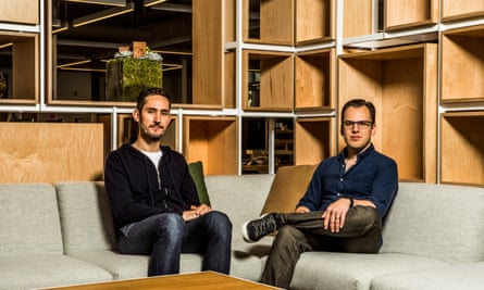 Instagram’s founders, Kevin Systrom, left, and Mike Krieger, at the company’s headquarters in Menlo Park, Calif.