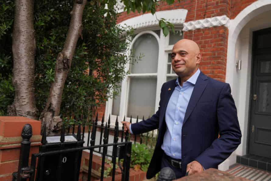 Sajid Javid leaving his home this morning following his resignation yesterday as health secretary.
