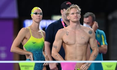 Emma McCann and Cody Simpson during training in Birmingham on the eve of the Commonwealth Games.