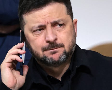 Ukraine’s president Volodymyr Zelenskyy seen speaking on the phone during a summit in Yerevan, Armenia earlier this week.