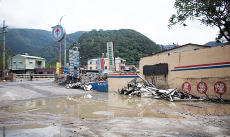 a service station that was hit by a landslide
