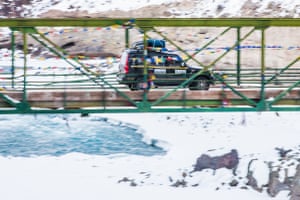 There are bridges that allow us to cross the river on the first few miles of the rather boastfully named Zanksar Highway – which is, in fact, a narrow, rock-hewn tarmac covered path.