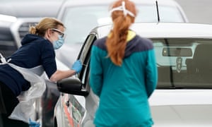 A drive-through testing station at Manchester airport