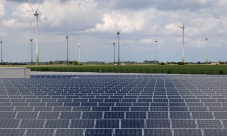 A solar electric power station near Louth in Lincolnshire, UK