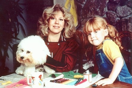 Writer Erica Jong with her daughter, Molly Jong-Fast, and a white dog, Poochini, circa 1982/3