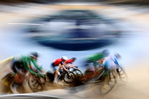 Competitors race in the Elite Women Points Race Final during the 2024 AusCycling Track National Championships at Anna Meares Velodrome in Brisbane on 4 March.