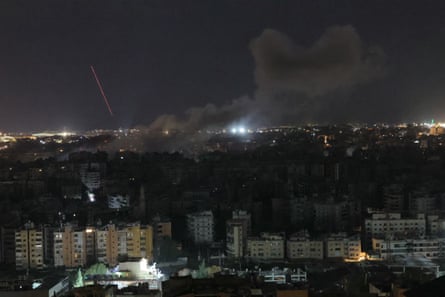 Smoke rising from the site of an Israeli airstrike in Beirut’s southern suburbs.