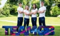 Team GB's modern pentathlon team of (left to right) Joe Choong, Kerenza Bryson, Kate French and Myles Pillage