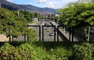 View of the highway from Parques del Rio in Medellin