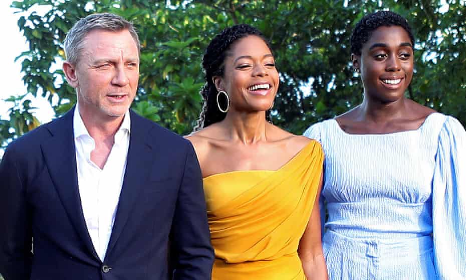 Daniel Craig with Naomie Harris, centre, and Lashana Lynch in Jamaica.