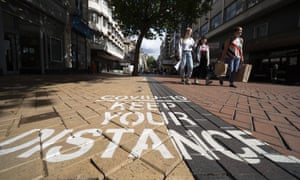 A reminder about distancing in Birmingham city centre last month.