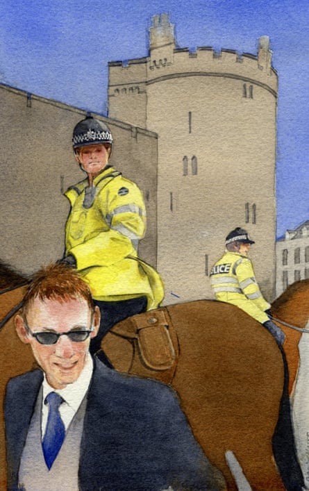 Mounted police in place for the royal wedding in 2005