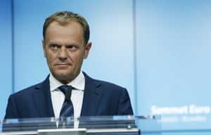 European Council President Donald Tusk during a press conference.