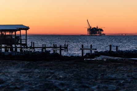 Fossil fuel drilling rig on the Gulf of Mexico